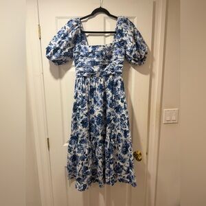 The A & F Emerson Poplin Puff Sleeve Midi Dress